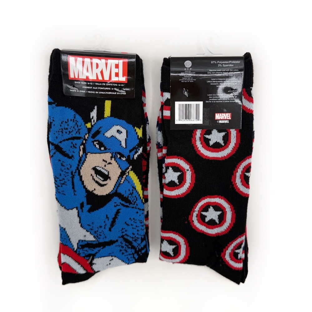 Marvel Captain America Crew Socks Mens Womens Disney Avengers Comics Fun Gift
